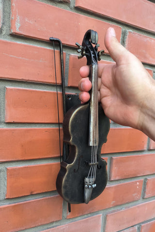 Door Handle, Violin, Musical Style decor, Metal Violin, Wrought Iron Door Handle, Hand Forged Violin Door Handle, Bronze Finish
