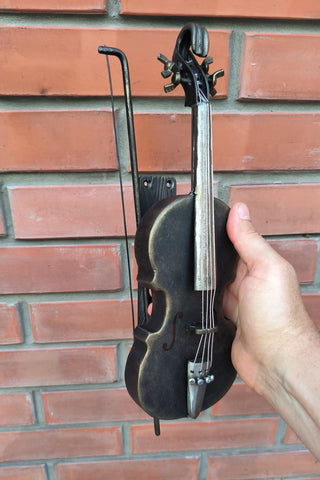 Hand-Forged Wrought Iron Violin Door Handle - Bronze Finish