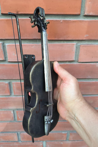 Hand-Forged Wrought Iron Violin Door Handle - Bronze Finish