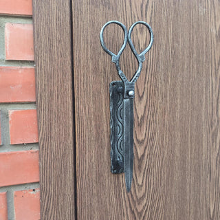 Hand-Forged Scissors Door Handle. Silver Iron Hairdresser Decor. Unique Metal Door Pull for Barbershops, Salons, and Vintage Interiors