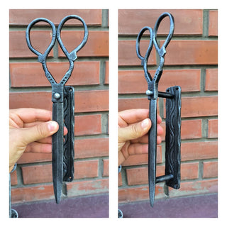 Hand-Forged Scissors Door Handle. Silver Iron Hairdresser Decor. Unique Metal Door Pull for Barbershops, Salons, and Vintage Interiors