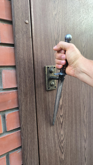 Hand-Forged Dagger Door Handle-Copper and Silver Medieval Style Door Pull