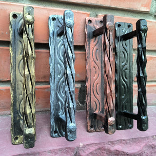 Iron Door Handles. Rustic Pull with Color Options for Gates, Cabinets, Doors