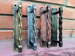 Iron Door Handles. Rustic Pull with Color Options for Gates, Cabinets, Doors
