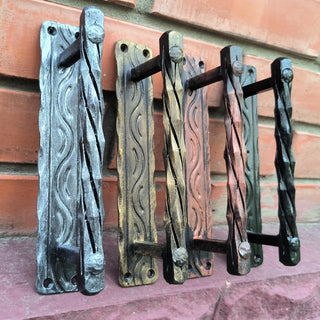 Iron Door Handles. Rustic Pull with Color Options for Gates, Cabinets, Doors