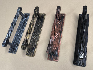 Iron Door Handles. Rustic Pull with Color Options for Gates, Cabinets, Doors