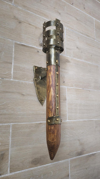 Viking style wall sconces torches, Medieval light fixtures, four finishes available