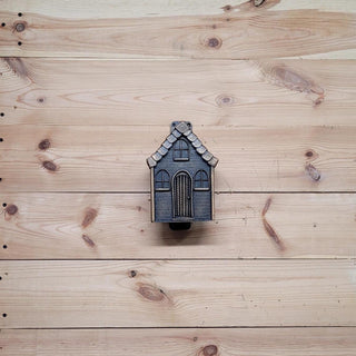 Metal house door handle. Unusual door handle.