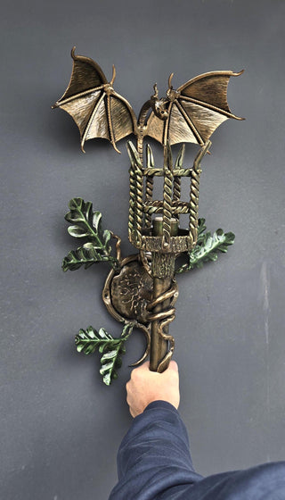 Dragon Wall sconce light fixture torch, Gothic style sconce