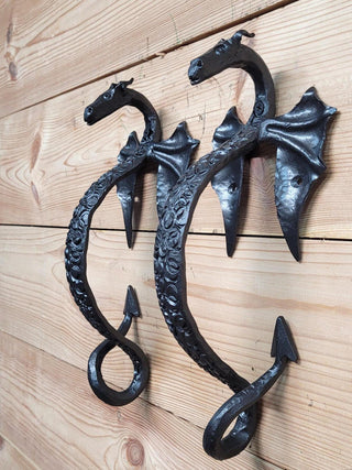 Pair of barn door handles, Dragons door handles