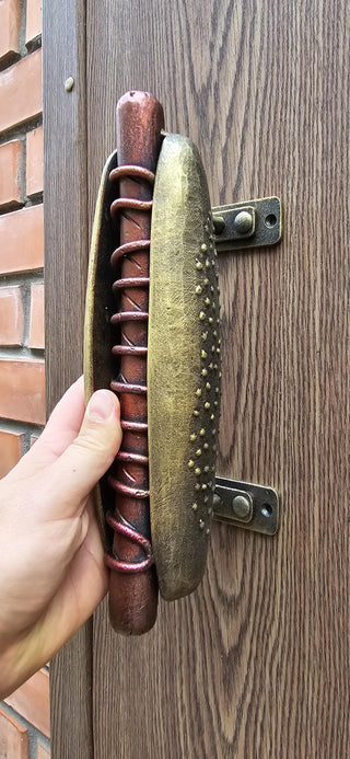 Hand Forged Hot Dog Door Handle: Metal Barn Door Decor