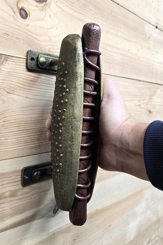 Hand Forged Hot Dog Door Handle: Metal Barn Door Decor