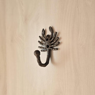 Handmade Scorpion Iron Wall Hook: Rustic Metal Robe Hook