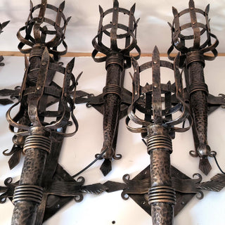 Metal wall sconce, wall lamp, Medieval style light fixture