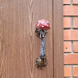 Fly Agaric Mushroom Door Handle, Amanita – Hand-Forged Wrought Iron Toadstool Pull for Fairycore or Rustic Decor
