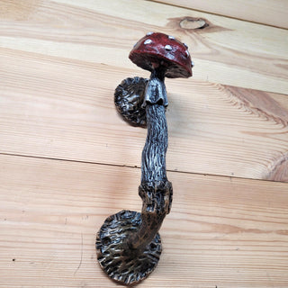 Fly Agaric Mushroom Door Handle, Amanita – Hand-Forged Wrought Iron Toadstool Pull for Fairycore or Rustic Decor