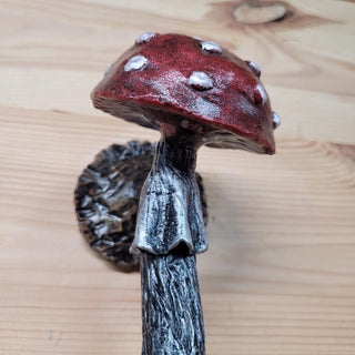 Hand-Forged Wrought Iron Fly Agaric Mushroom Door Handle: Fairycore Rustic Decor