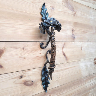 Chamomile flowers door handle, wrought iron door handle