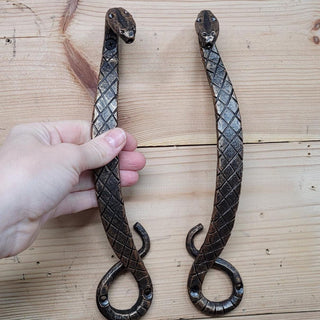 A pair of cabinet door handles Hand Forged Pull Handle Snake