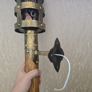 Hand Forged Wrought Iron Viking Torch Sconce: Medieval Wall Lantern