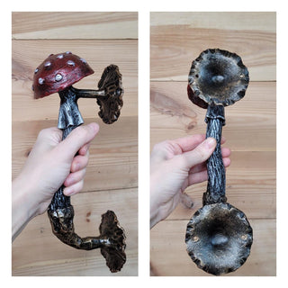 Fly Agaric Mushroom Door Handle, Amanita – Hand-Forged Wrought Iron Toadstool Pull for Fairycore or Rustic Decor