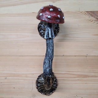 Fly Agaric Mushroom Door Handle, Amanita – Hand-Forged Wrought Iron Toadstool Pull for Fairycore or Rustic Decor