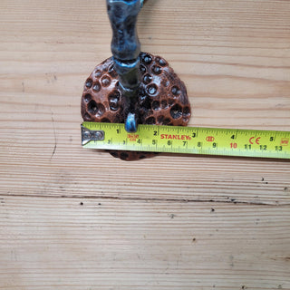 Hand-Forged Wrought Iron Dragonfly Door Handle: Rustic Oak Branch Pull