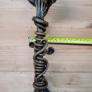 Hand-Forged Wrought Iron Rose Door Handle: Artistic Floral Pull