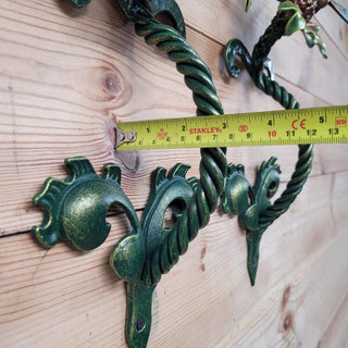 Dragonfly Door Handle - Hand-Forged Wrought Iron Floral Door Pull - Artistic Garden Handle