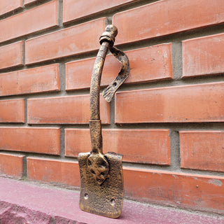 Hand-Forged Iron Shovel Handle – Heavy-Duty Metal Pull with Rustic Finish