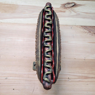 Hot Dog Door Handle with antique brass finish