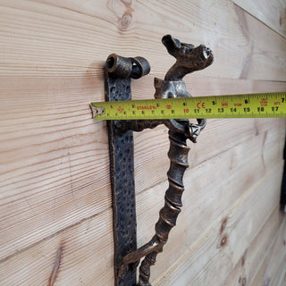Handmade Wrought Iron Boxer Dog Door Handle: Rustic Cabin Decor