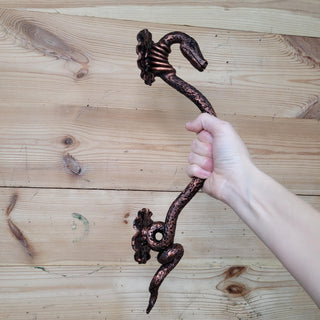 Snake Door Handle - Hand-Forged Wrought Iron Door Pull - Medieval Serpent Handle for Gates and Front Doors