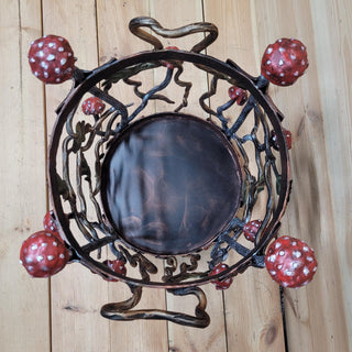 Hand-Forged Firewood Rack with Mushrooms, Firewood storage basket, Wrought Iron Firewood Holder, Fireplace, Mushroom Decor Wood Holder