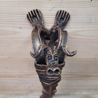 Hand Forged Wrought Iron Bull Head Door Pull – Rustic Farmhouse Handle for Barn, Gate, or Cabin – Blacksmith-Made Viking Style Hardware