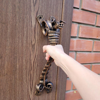 Hand Forged Wrought Iron Bull Head Door Pull: Rustic Viking Hardware