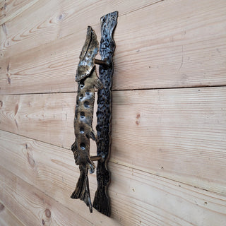 Fish Door Handle, A Pike Handle, Unique handcrafted door handle, Barn Door Handle, Iron Door Pull