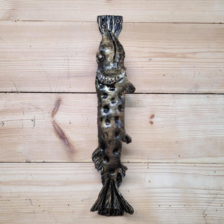 Hand-Forged Fish Door Handle – Rustic Pike Pull for Cabin or Lake House