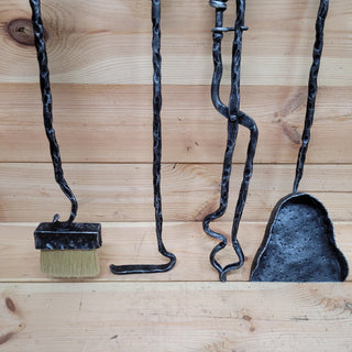 Hand-Forged Mushroom Fireplace Tool Set – Toadstool Fire Tools with Tree Trunk Wall Mount, Whimsical Woodland Decor