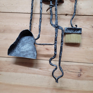 Hand-Forged Mushroom Fireplace Tool Set – Toadstool Fire Tools with Tree Trunk Wall Mount, Whimsical Woodland Decor