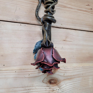 Rustic iron rose handle for garden gates
