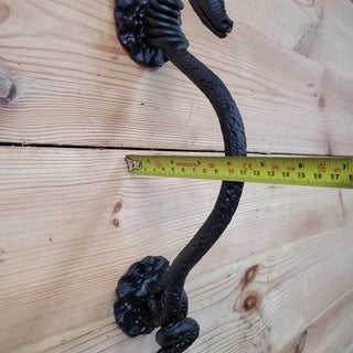 Hand-Forged Wrought Iron Snake Door Handle: Medieval Serpent Pull