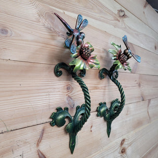 Rustic floral iron door pull for garden gates