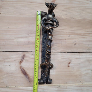 Handmade Wrought Iron Boxer Dog Door Handle: Rustic Cabin Decor