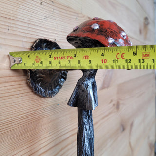 Fly Agaric Mushroom Door Handle, Amanita – Hand-Forged Wrought Iron Toadstool Pull for Fairycore or Rustic Decor