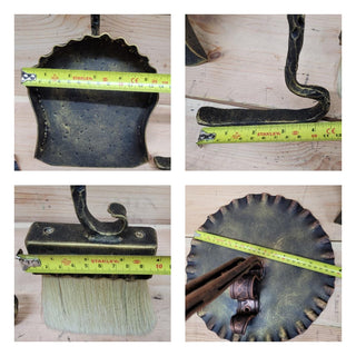 Forged Fireplace Tool Set with Dog Heads – Leash & Collar Stand – Handmade Iron Fire Tools – Rustic Dog Lover Gift