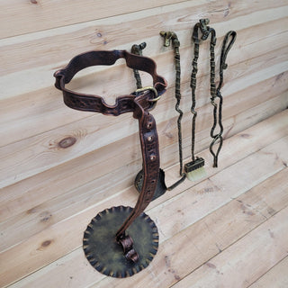 Forged Fireplace Tool Set with Dog Heads – Leash & Collar Stand – Handmade Iron Fire Tools – Rustic Dog Lover Gift