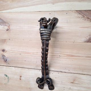 Hand Forged Wrought Iron Bull Head Door Pull – Rustic Farmhouse Handle for Barn, Gate, or Cabin – Blacksmith-Made Viking Style Hardware