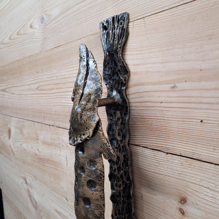 Fish Door Handle, A Pike Handle, Unique handcrafted door handle, Barn Door Handle, Iron Door Pull