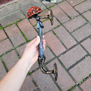 Fly Agaric Mushroom Door Handle, Amanita – Hand-Forged Wrought Iron Toadstool Pull for Fairycore or Rustic Decor
